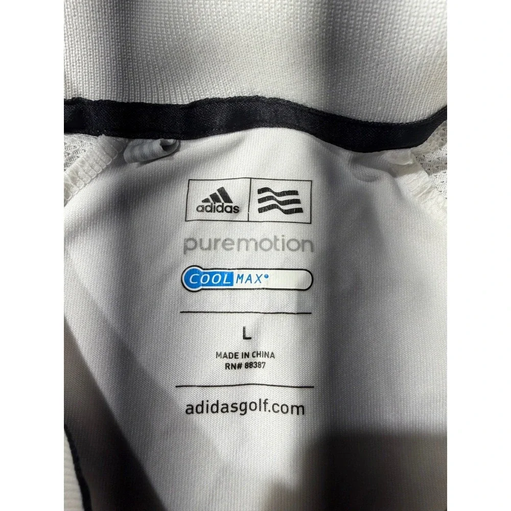 Adidas Golf Puremotion Coolmax Polo Shirt Mens Large White Black Z88393 938008